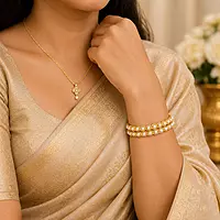 Traditional Panchaloha Pearl Bangle for Women | Elegant Gold Finish Designer Bangle