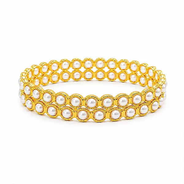 Traditional Panchaloha Pearl Bangle for Women | Elegant Gold Finish Designer Bangle