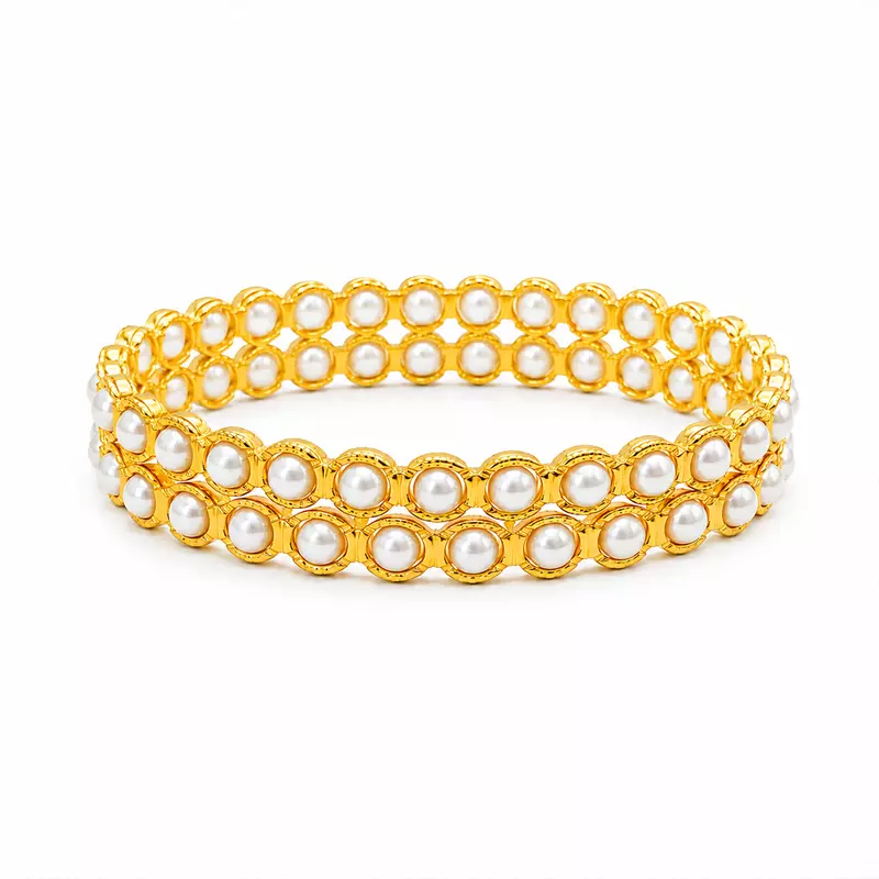 Traditional Panchaloha Pearl Bangle for Women | Elegant Gold Finish Designer Bangle