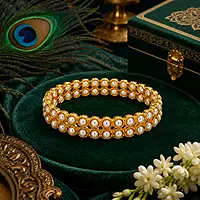 Traditional Panchaloha Pearl Bangle for Women | Elegant Gold Finish Designer Bangle