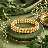 Traditional Panchaloha Pearl Bangle for Women | Elegant Gold Finish Designer Bangle