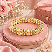 Traditional Panchaloha Pearl Bangle for Women | Elegant Gold Finish Designer Bangle