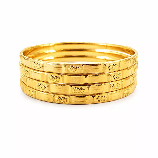 Premium Panchaloga Bangle for Women | Traditional Floral Design Gold Finish Bangle Set