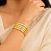Premium Panchaloga Bangle for Women | Traditional Floral Design Gold Finish Bangle Set