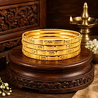 Premium Panchaloga Bangle for Women | Traditional Floral Design Gold Finish Bangle Set