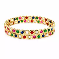 Premium Multicolor Panchaloga Bangle for Women | Traditional Gold Finish Designer Bangle