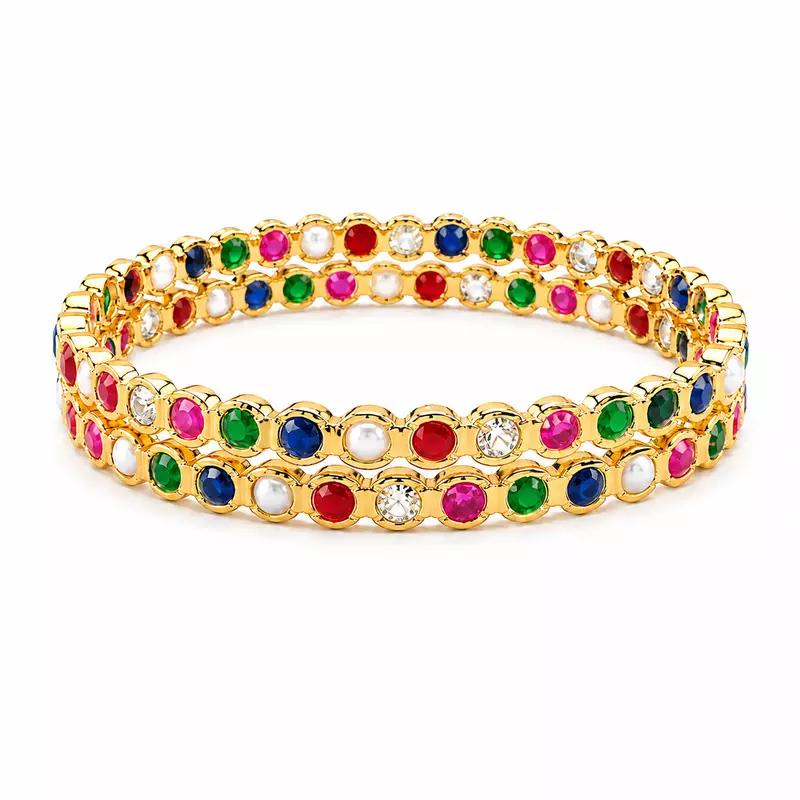 Premium Multicolor Panchaloga Bangle for Women | Traditional Gold Finish Designer Bangle