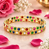 Premium Multicolor Panchaloga Bangle for Women | Traditional Gold Finish Designer Bangle