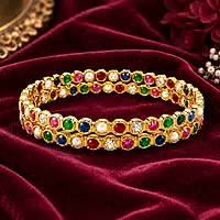 Premium Multicolor Panchaloga Bangle for Women | Traditional Gold Finish Designer Bangle
