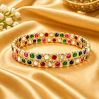 Premium Multicolor Panchaloga Bangle for Women | Traditional Gold Finish Designer Bangle