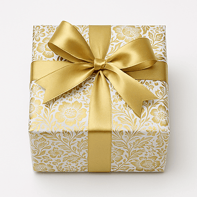 Golden Bloom on Pearl White Gift Wrap