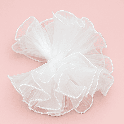 White Organza Frill Both side Pearl