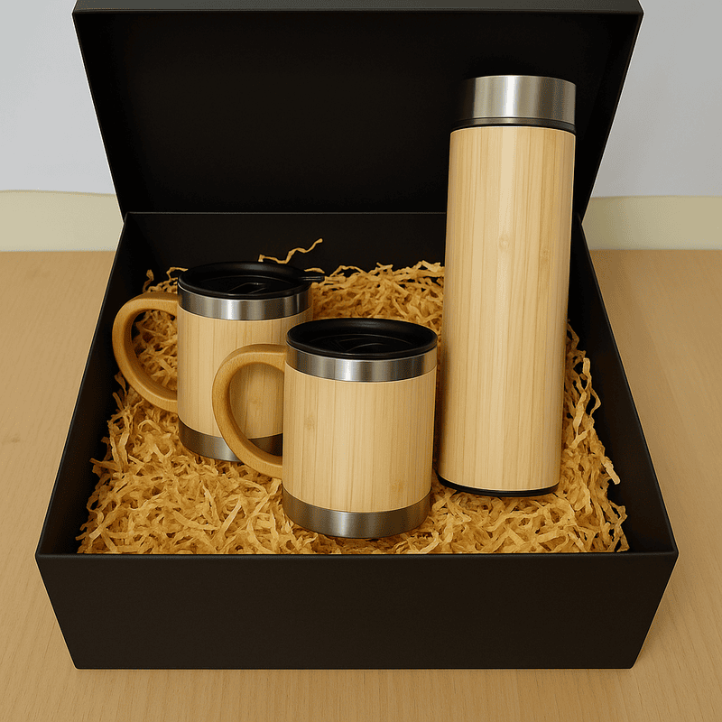 Eco-Friendly Bamboo Travel Mug & Flask Gift Set
