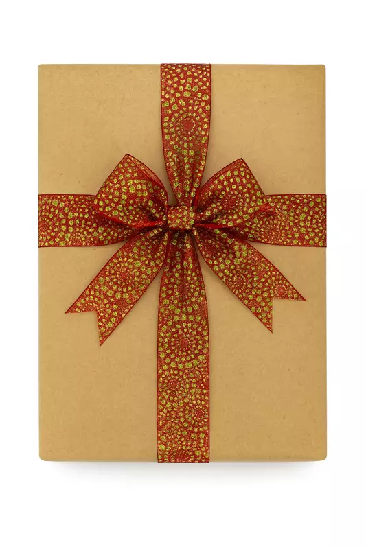 Red Sheer Ribbon with Lime Green Glitter Circles