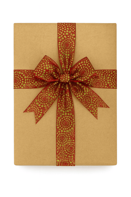 Red Sheer Ribbon with Lime Green Glitter Circles