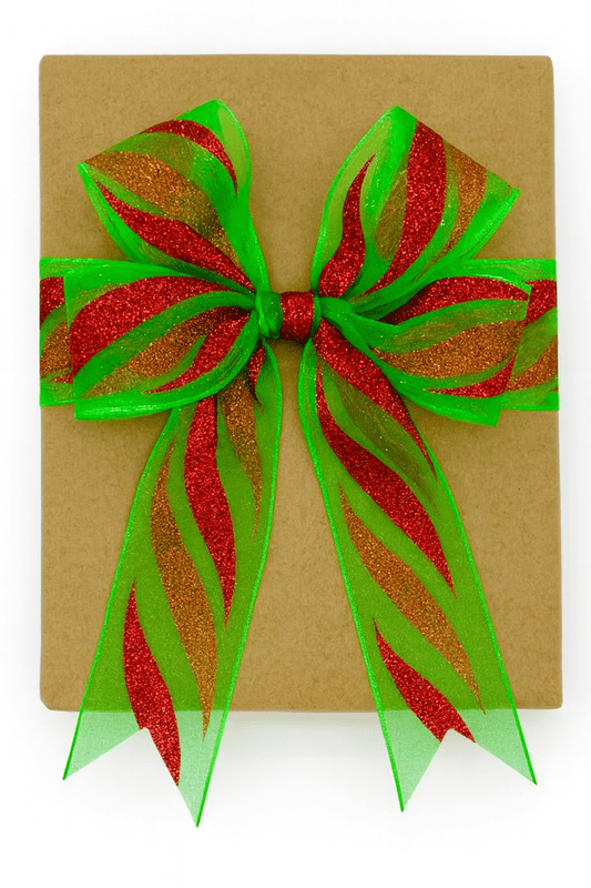 Parrot Green Sheer with Glitter Leaf Parrot Green Sheer with Glitter Leaf