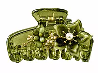 Floral Pearl Embellished Acrylic Hair Claw Clip
