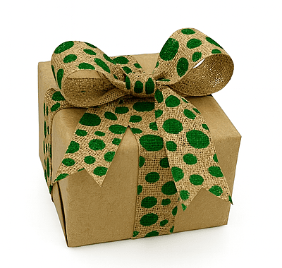 Green Polka Burlap ribbon