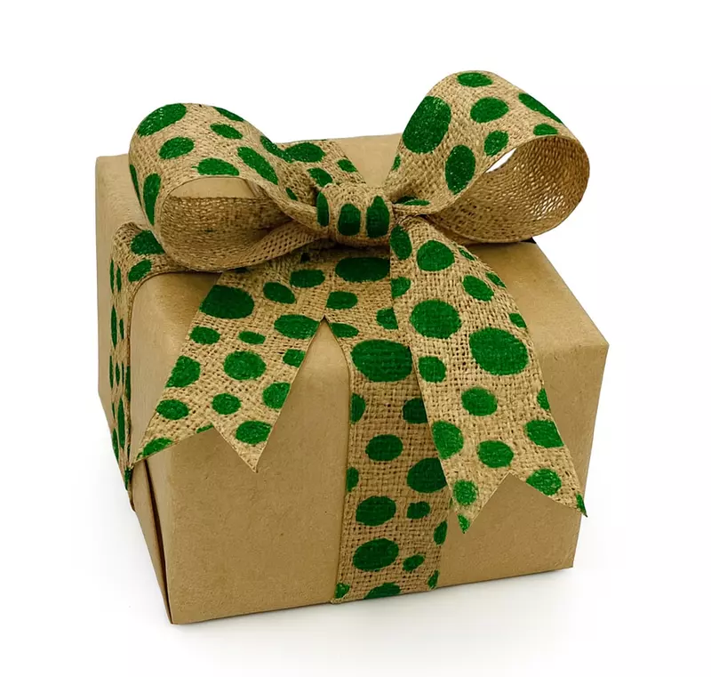 Green Polka Burlap ribbon