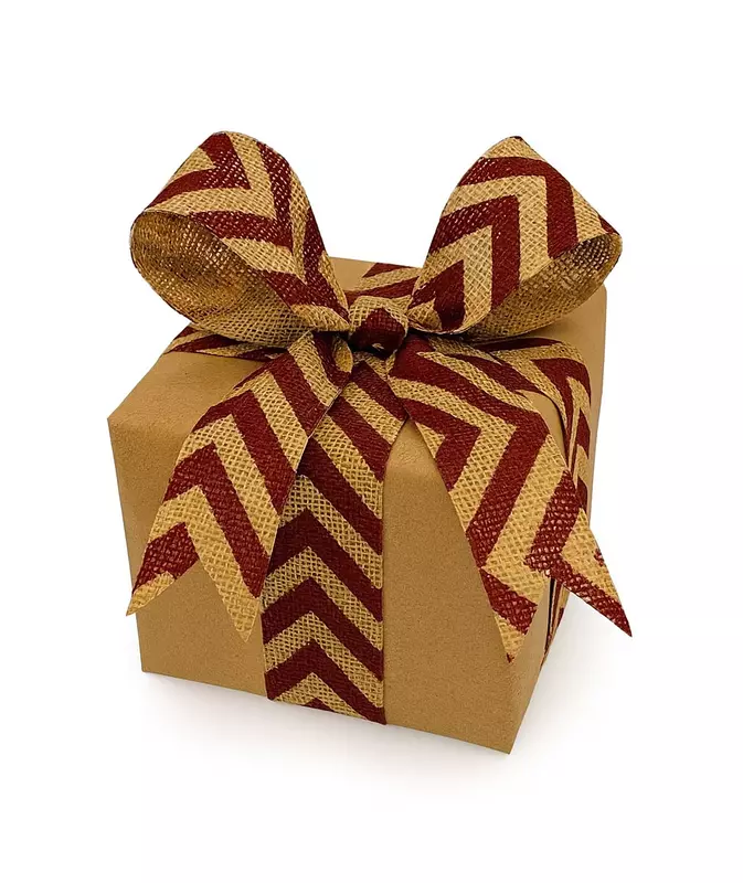 Deep Red Chevron Jute Ribbon