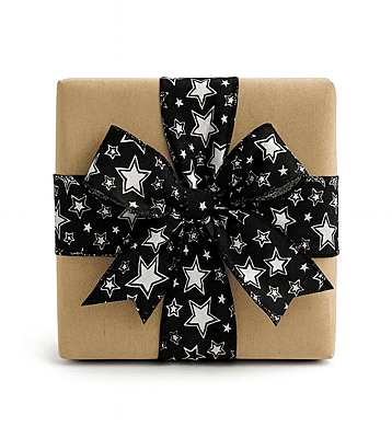 Black Star Burlap Ribbon