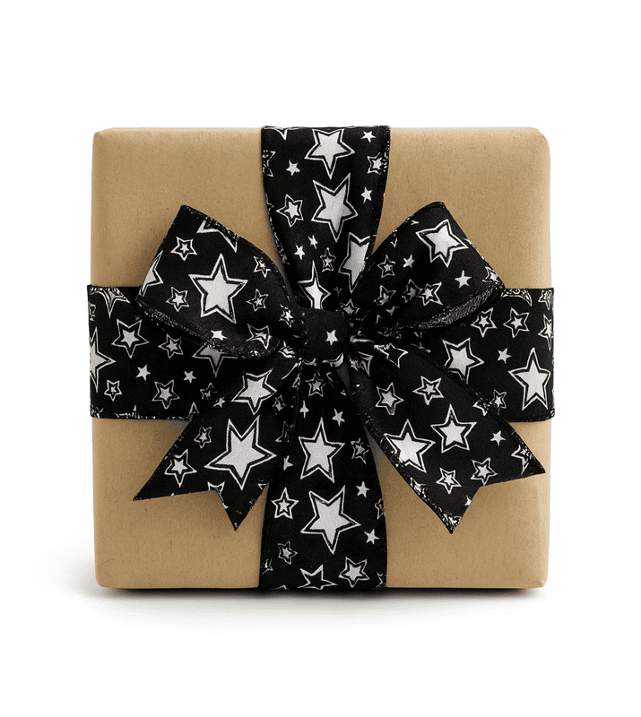 Black Star Burlap Ribbon