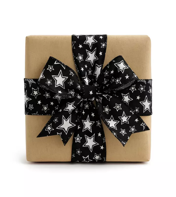 Black Star Burlap Ribbon