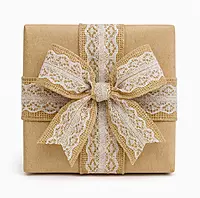 Natural Burlap with Lace Center - 5 cms