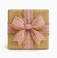 Natural Burlap with Lace Center - 5 cms
