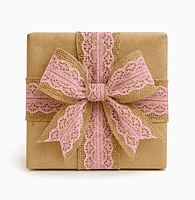 Natural Burlap with Lace Center - 5 cms