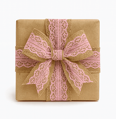 Natural Burlap with Lace Center - 5 cms