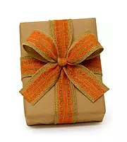 Burlap Ribbon with Colored Lace - Orange/Deep Red