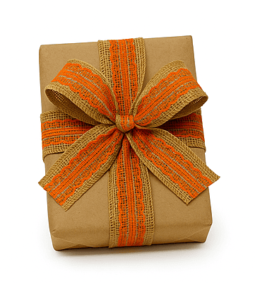 Burlap Ribbon with Colored Lace - Orange/Deep Red