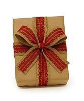 Burlap Ribbon with Colored Lace - Orange/Deep Red