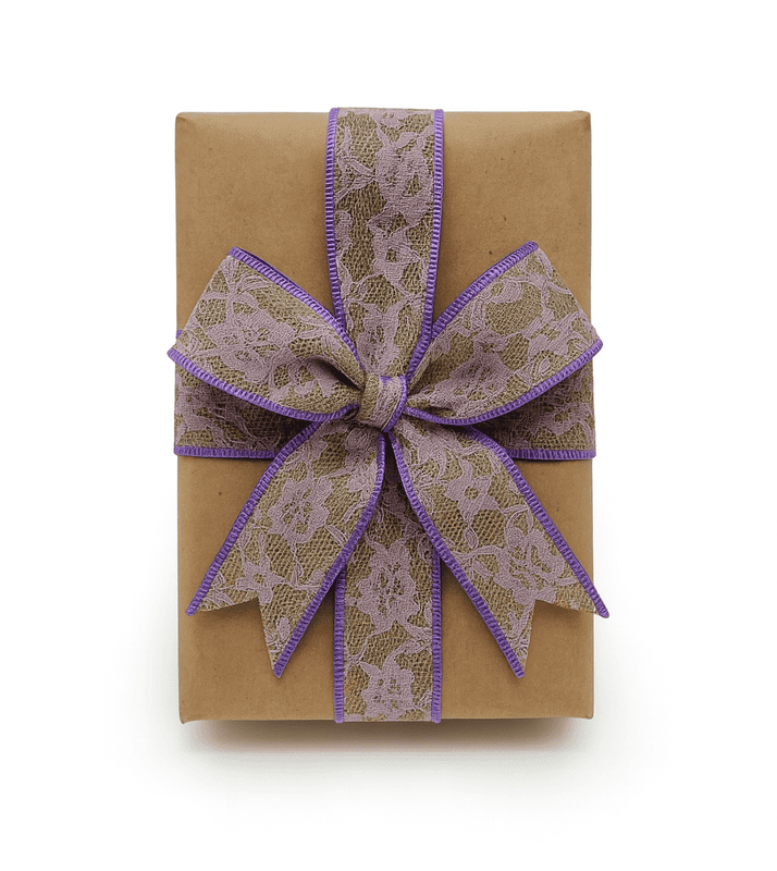 Jute Ribbon with Lilac Net Lace