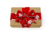 Santa Claus Face Red Burlap Ribbon