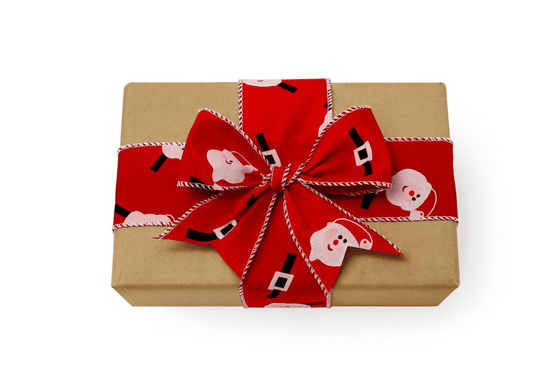 Santa Claus Face Red Burlap Ribbon