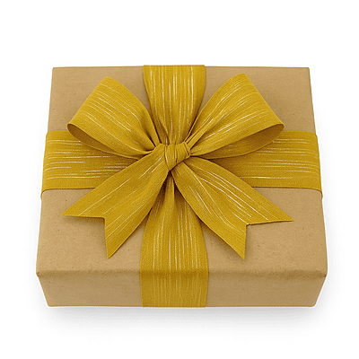 Mustard Yellow Ribbon with Gold Pattern