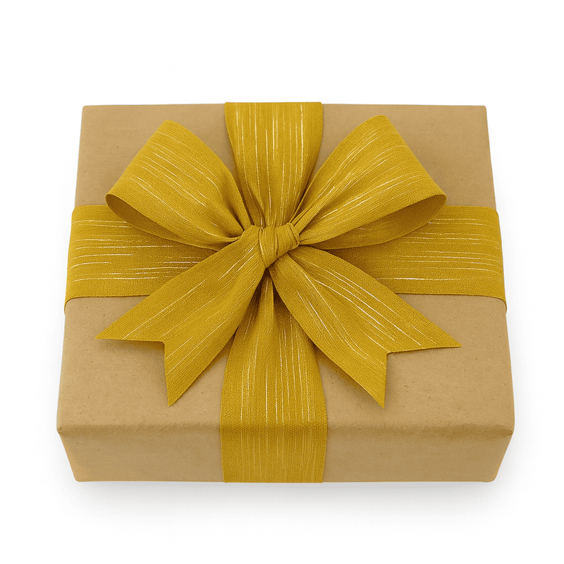 Mustard Yellow Ribbon with Gold Pattern