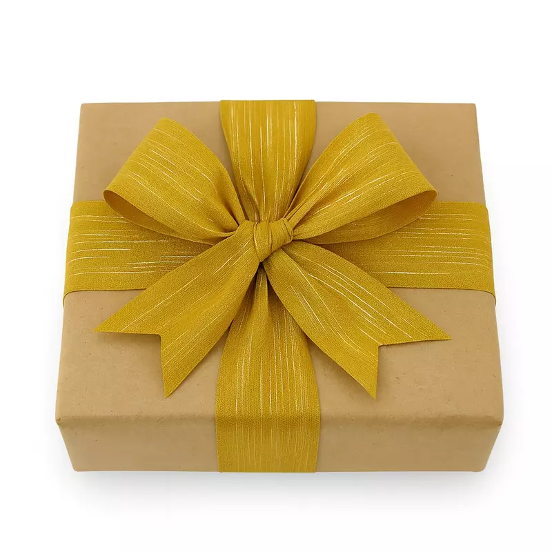 Mustard Yellow Ribbon with Gold Pattern