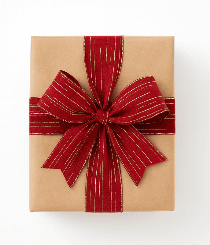 Deep Red Ribbon with Gold Pattern