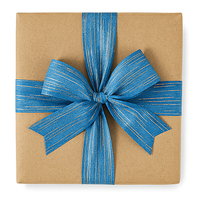 Cornflower Blue Ribbon with Gold Pattern