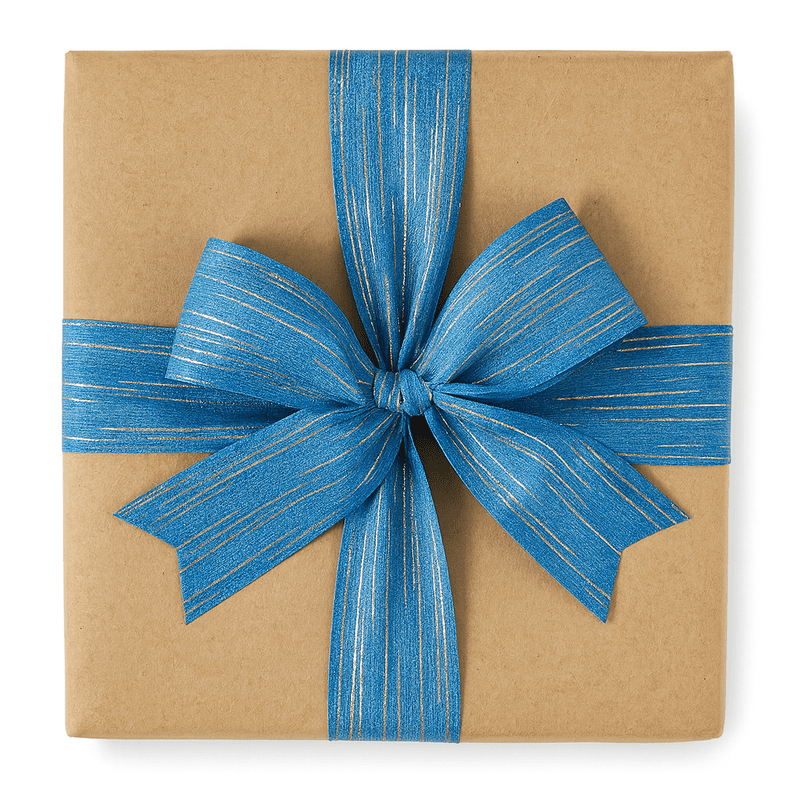 Cornflower Blue Ribbon with Gold Pattern