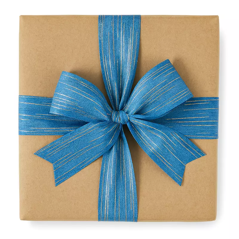 Cornflower Blue Ribbon with Gold Pattern