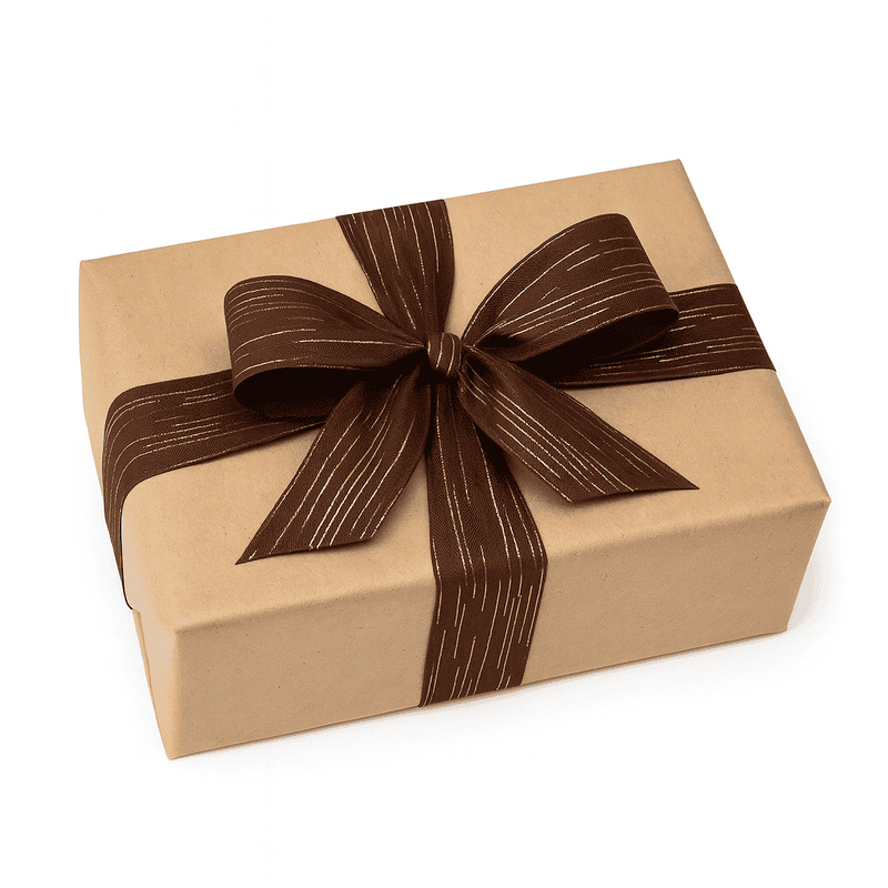 Cherry Wood Ribbon with Gold Pattern