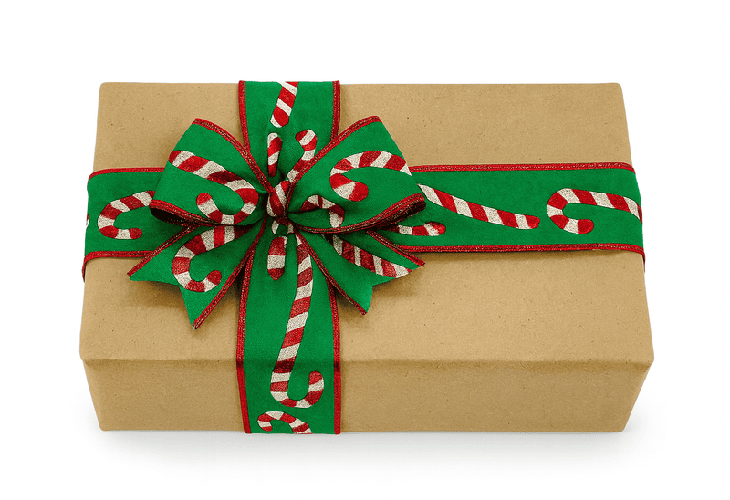 Green Burlap Candy Cane Wired Ribbon