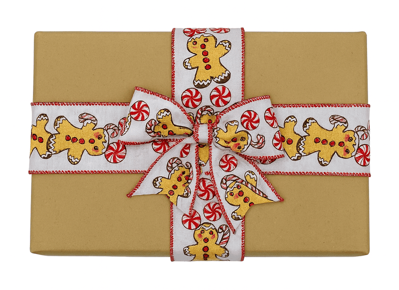 Gingerbread Man White Burlap Ribbon