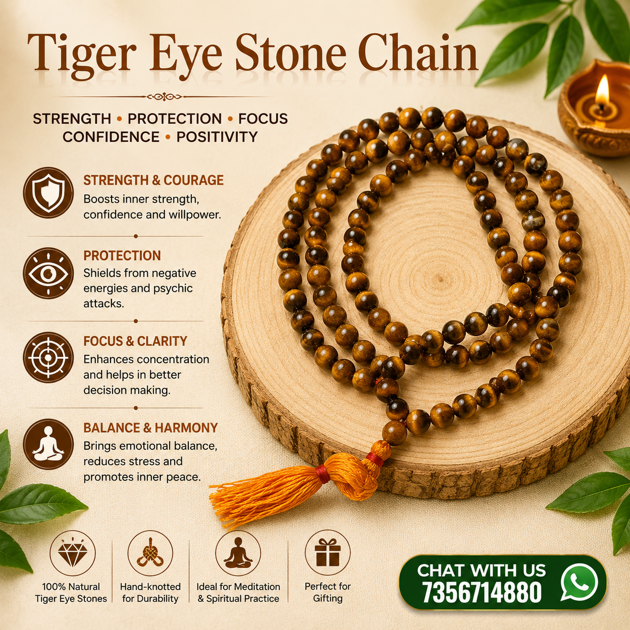 TIGER EYE STONE CHAIN TIGER EYE STONE CHAIN
