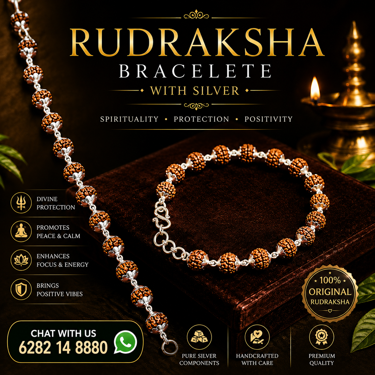 RUDRAKSHA BRACELETE SILVER