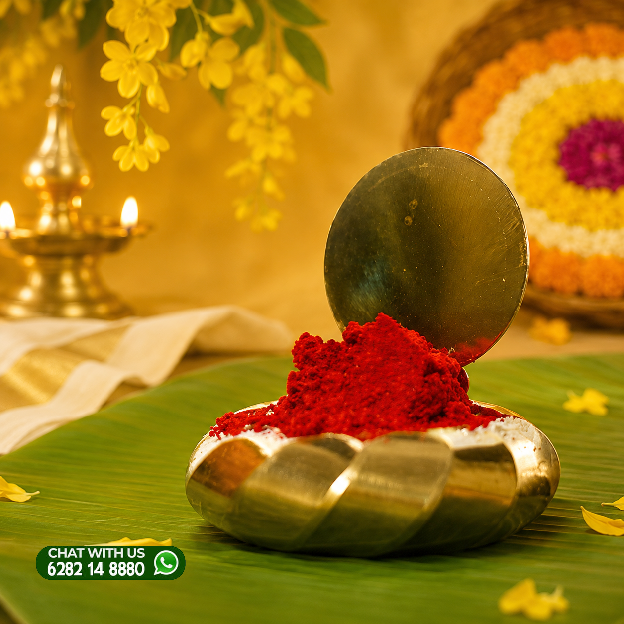 Kumkum (Sindooram) with golden box (Cheppu)